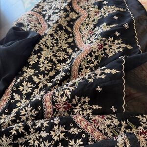 Black Embroidered Floral Saree with Gold  thread work and blouse